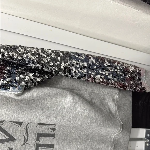 Gray Sequin Sleeve Sweatshirt